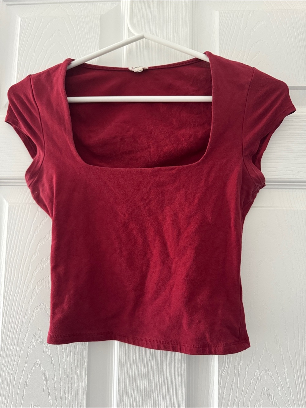 Garage Deep Red Square Neck Crop Top